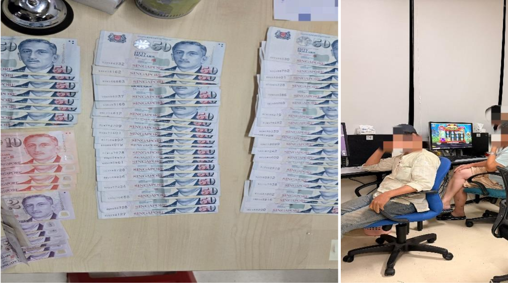 Enforcement operation against illegal online gambling activities along Ubi Road.