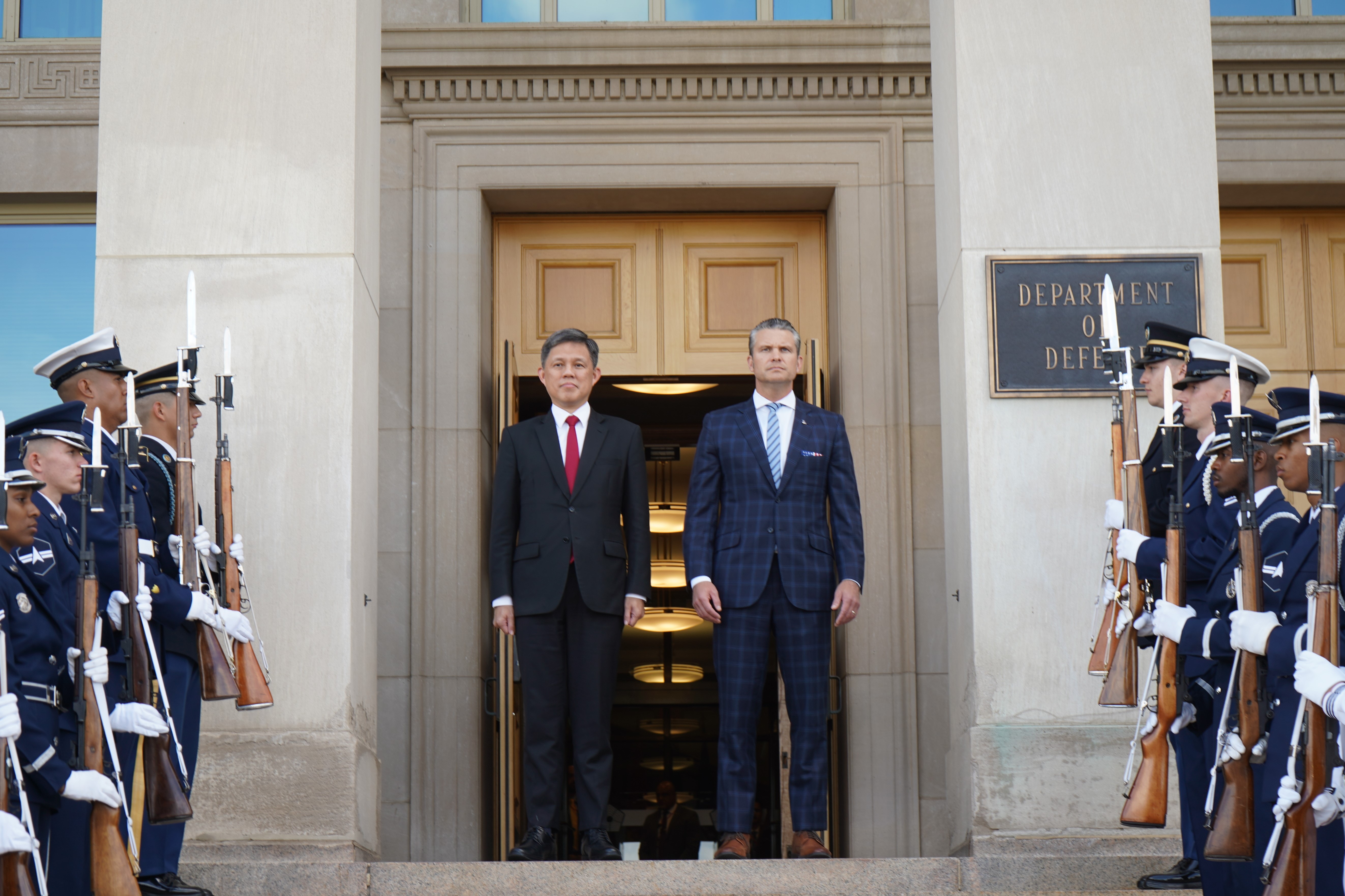 Defence Minister Chan Chung Sing was received by US Secretary of War Pete Hegseth. 