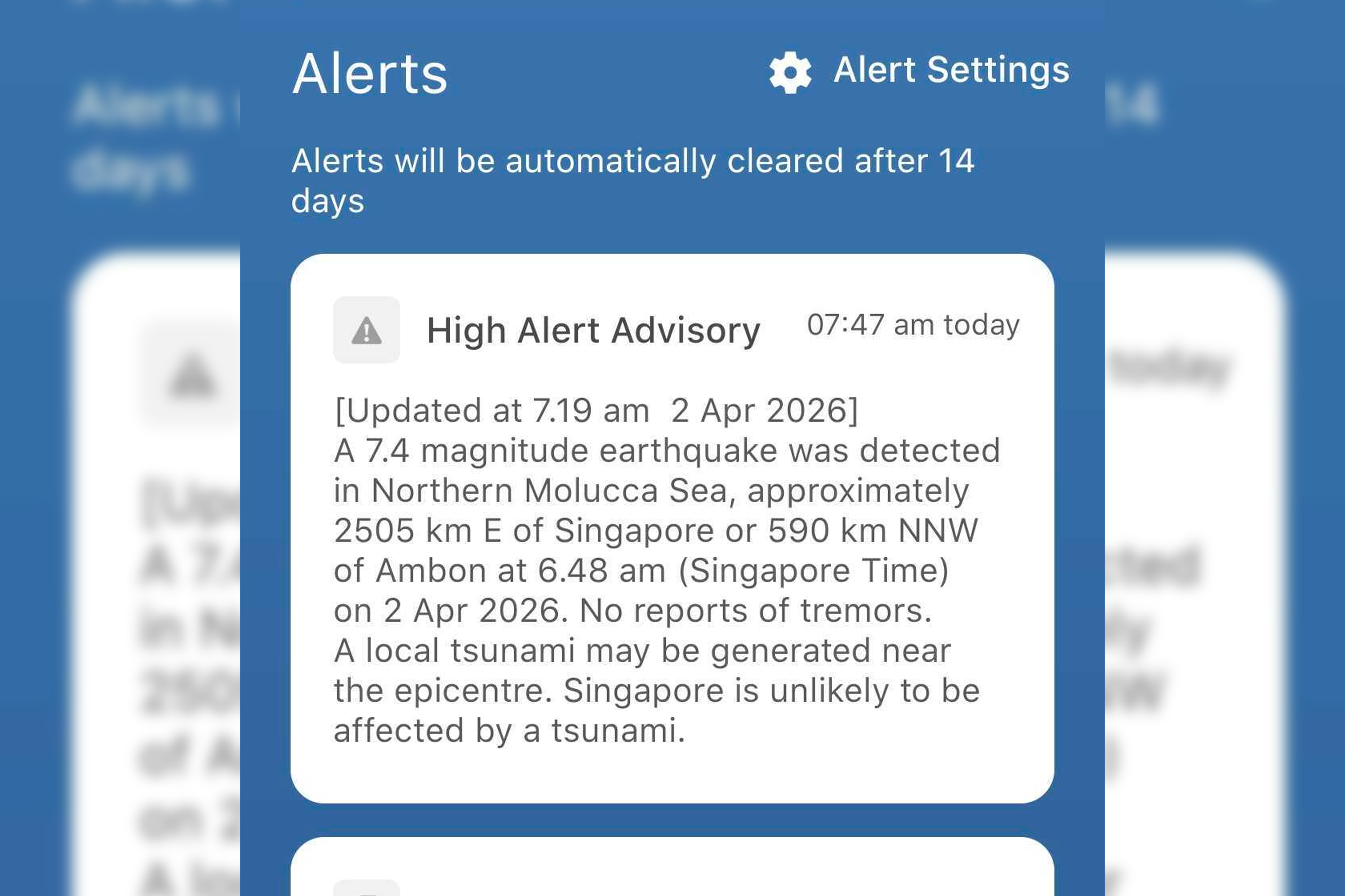 NEA’s high alert advisory issued at 7.19am.