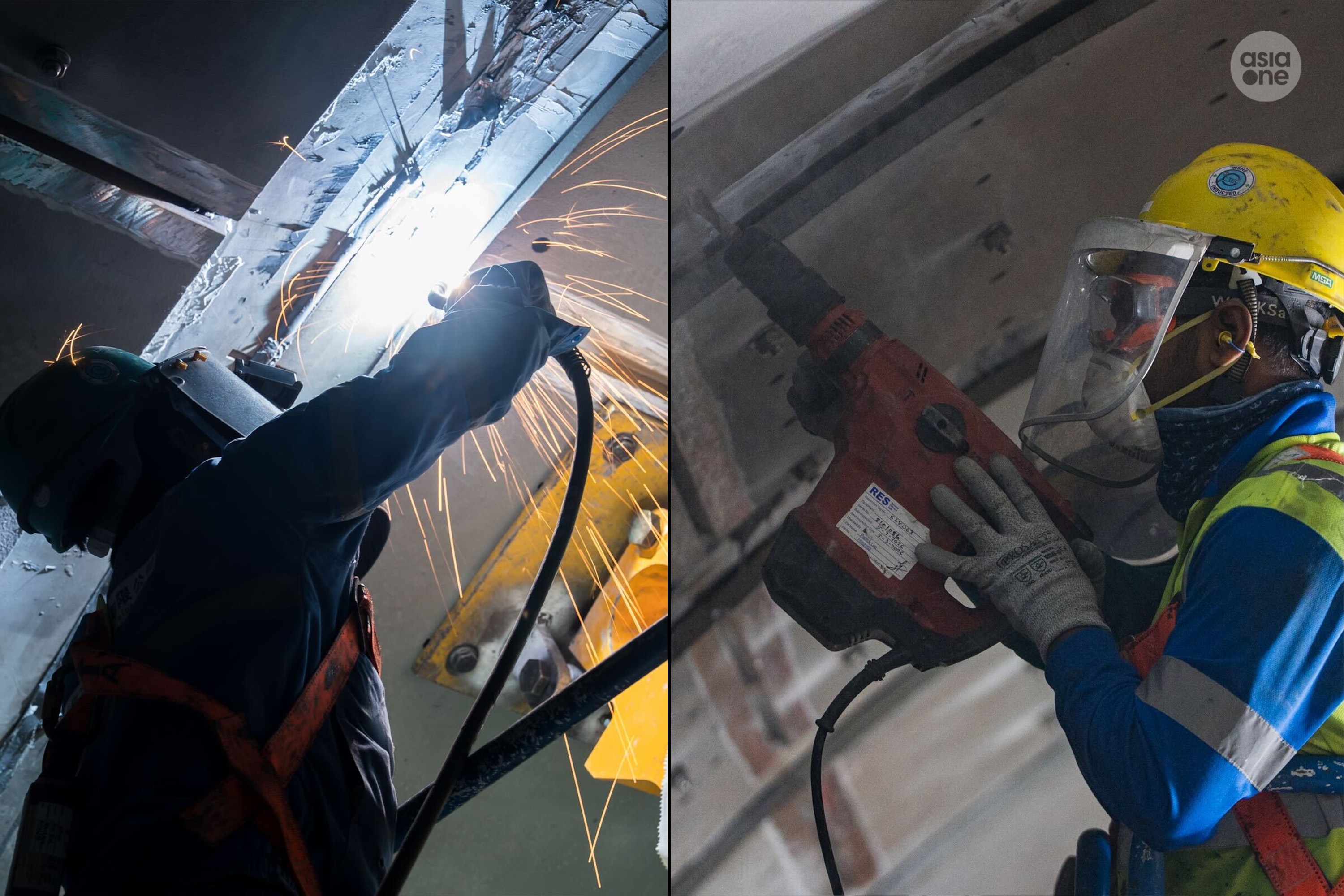 Workers carrying out finishing works on the inner bound steel rings.