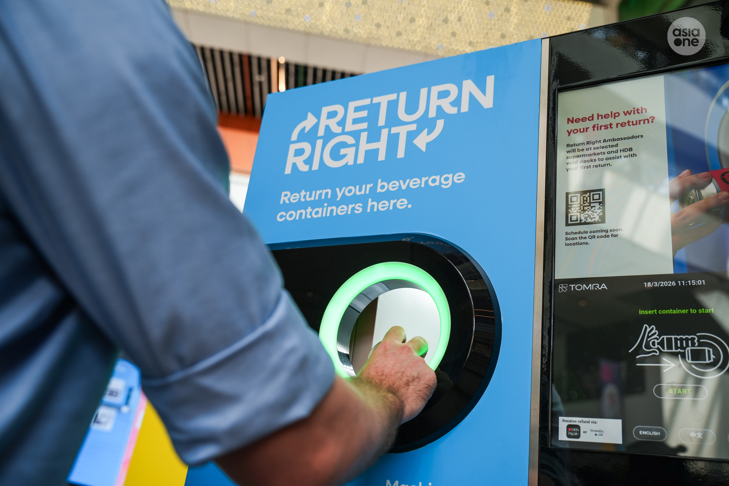Members of the public may return their empty containers at any of the 1,070 machines. Refunds can be digitally received via DBS PayLah!, SimplyGo or ez-link.