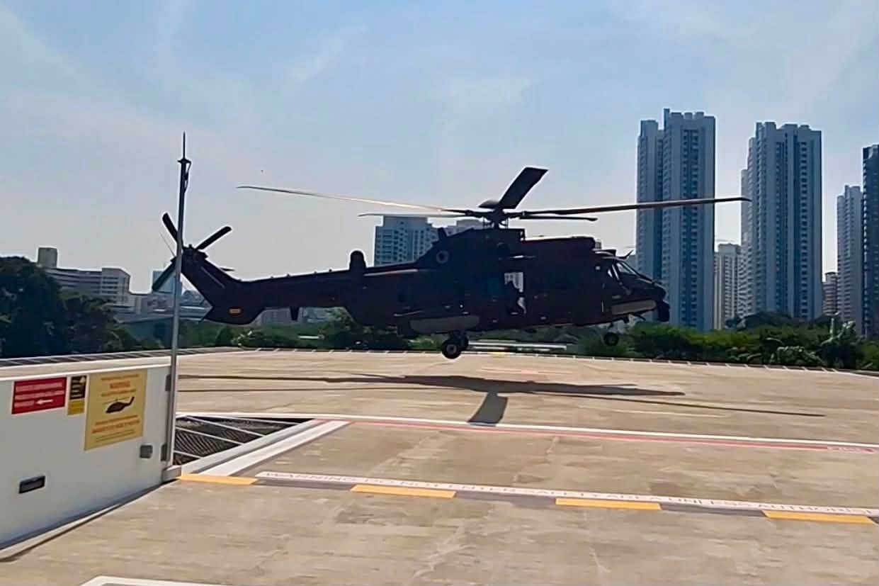 Rescue 10 landing at the new SGH helipad on Aug 9.