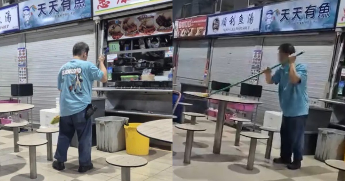Stallholder at Yuhua Place hawker centre seen in video cleaning tables with 'broom', clarifies and apologises