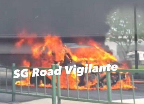 Car catches fire at Ang Mo Kio junction; no injuries reported