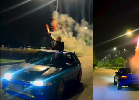 Four arrested for setting off fireworks from a moving vehicle in Malaysia